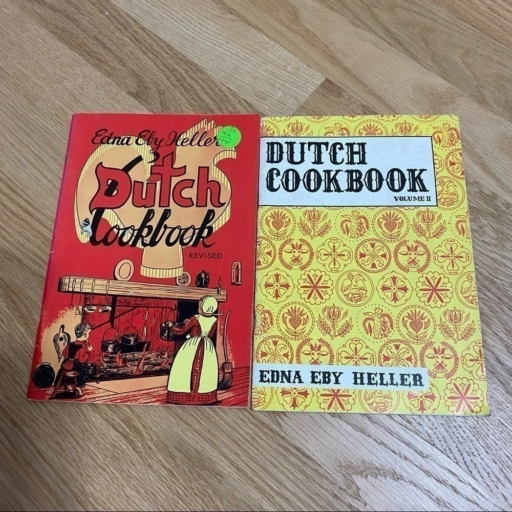 Vintage Dutch Cook Book Bundle Edna Ely Heller 1960 Revised Volume II Red Yellow